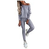 Jogginganzug Damen Traingsanzug Sportanzug für Frauen 2 Teilig Freizeitanzug Kapuzenpullover Fitness Streetwear Sportbekleidung Pullover Tops Jogginghose Sportswear Set 2 Stück Outfit Bekleidungsset