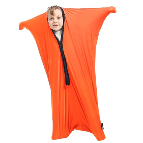 Image of Sensory Body Sock for Adults, Extra Large Compression Sack 30 * 68 inch, Soft Fabric with Strong Stitching and Snap Closures (Bright Orange)