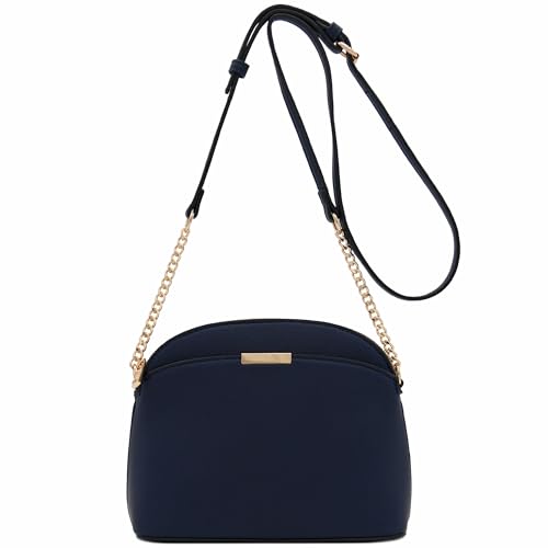 Image of FashionPuzzle Faux Leather Small Dome Crossbody Bag with Chain Strap