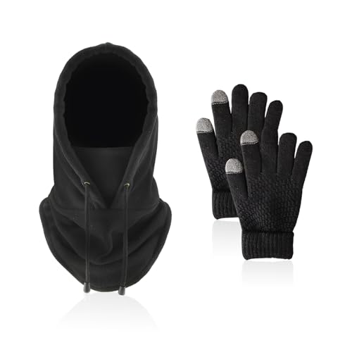 1 Gorro Resistente Al Viento Y 1 Par De Guantes Abrigados, Gorro Abrigado, Guantes Para Pantalla Táctil, Guantes De Punto, Equipo De Protección Contra El Frío Para Exteriores, Esquí Y Montañismo