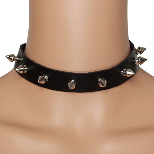 MILAKOO Frauen männer cool Punk Goth Spikes Nieten Metal PU Leder Kragen Choker Halskette (schwarz)