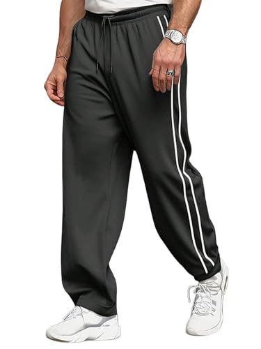ZAFUL Mens Casual Joggers Sweatpants Wide Leg Drawstring Color Block Side Striped Loose Fit Pockets Pants