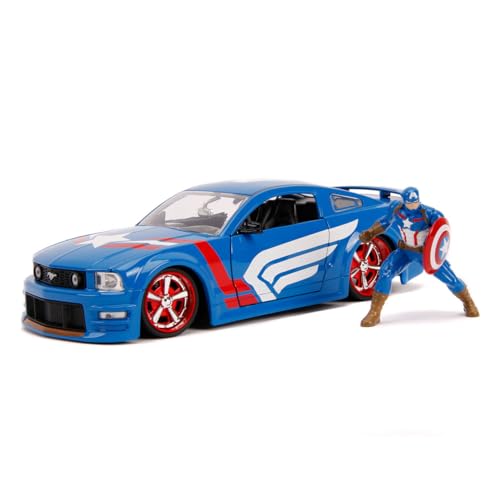 Jada Marvel 253225007 Capitán América Ford Mustang 1:24, Blau