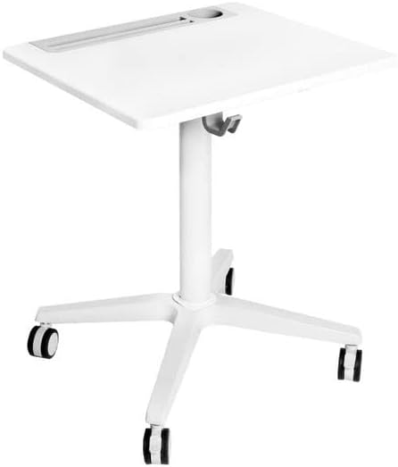 Seville Classics Airlift 25.6" XL Sit-Stand Adjustable Student Classroom Cup Holder Mobile Desk, White