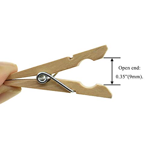 Hahiyo Wooden Clothes Pins Clothespins Wide Do Not Fall Apart 1.77 Inches Length 40 Pack Sturdy Strong Springs No Rust No Discoloration For Laundry Bathroom Diy Craft Photos Food Opened Bags #TOP3