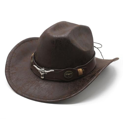 Western Heritage Brown Felt Cowboy Hat with Leather Band, Bronze