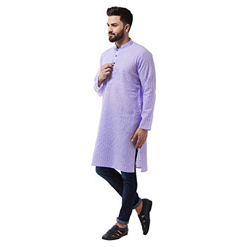 Sojanya (Since 1958 Men'S Cotton Blend Woven Design Only Long Kurta3