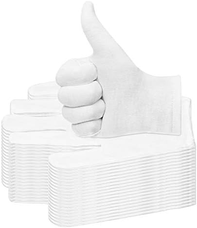 20 Pairs Cotton Gloves for Dry Hands, Paxcoo White Cotton Gloves for Eczema, Cosmetic Moisturizing and Coin Inspection, Medium Size