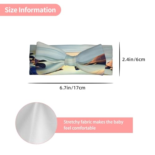 Turtles On The Beach Baby Bow Headband, Soft Baby Bow Hair Accessory For Newborn Babies, &*Toddlers, Kids.3