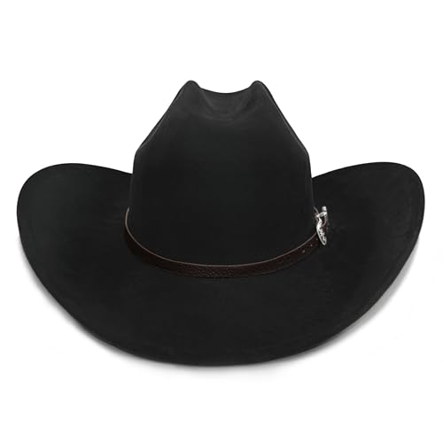Image of FLUFFY SENSE. Cowboy Hat for Women and Men with Shapeable Wide Brim - Felt Cattleman Western Hats for Cowboys and Cowgirls