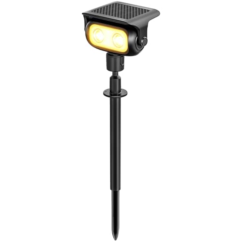 MEEKBOS LED Solar Gartenstrahler, 3000K Warmweiß Erdspieß...