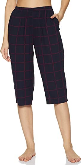 Image of Longies Women's Rayon Pyjama Night Suit Regular Capri Set ((LGRCSSY011 Purple Medium) M)