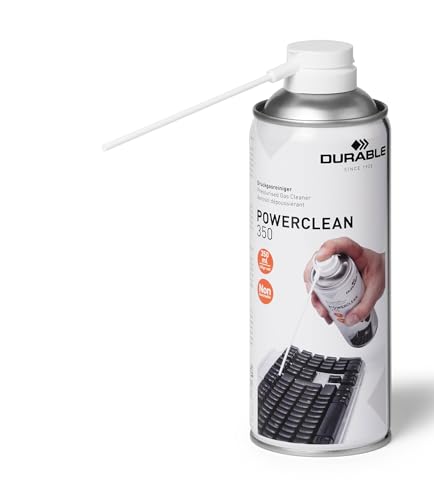 Durable POWERCLEAN Strong Non-Flammable Air Duster - HFC-Free and Electronics Safe - PC and Keyboard Canned Air Cleaner - Compressed Spray Can - 350ml