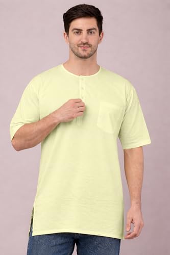 Image of Men's Ethnic Short Kurta | 100% Cotton | Half Sleeve | Comfortable Daily & Sleep Wear | Light Weight