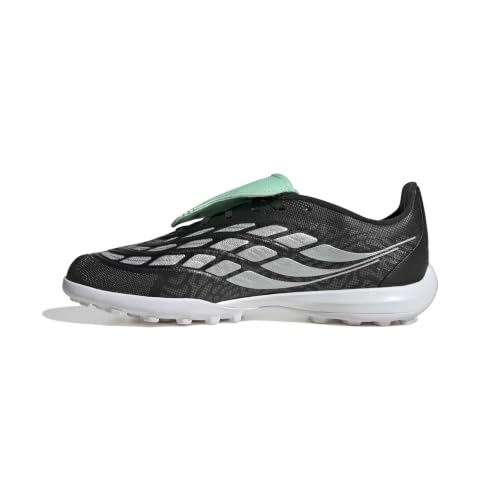 adidas Mixte Enfant Predator League Fold- Over Tongue Turf Football Boots Kids Shoes, Core Black/Silver met./Pulse Mint, 31 EU