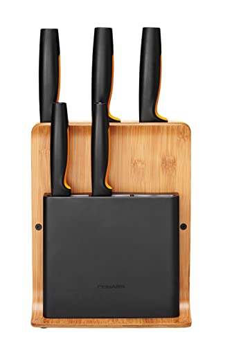 Fiskars Bambus Design-Messerblock mit 5 Messern, Functional Form, Inklusive Gemüsemesser,...
