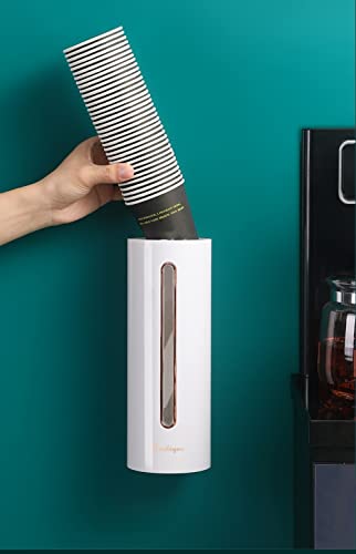 ZEIHAOWAN Becherspender Wandmontage, Papier Becherhalter Wegwerfbecher Spender,für Plastikbecher und Papierbecher bis zu 45-50 Tassen 5,5-7.6cm Durchmesser(Schwarz)