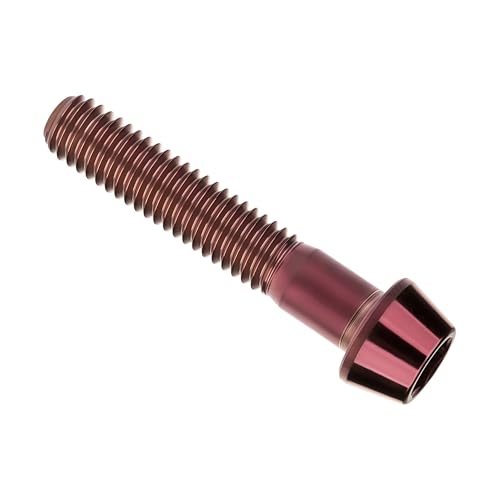 Image of Titanium Ti Bolt M5x9 16 18 20 25 30 35 40 45 50 55 60mm Tapered Head Screws Pack of 4 (M5x30mm, Burgundy)