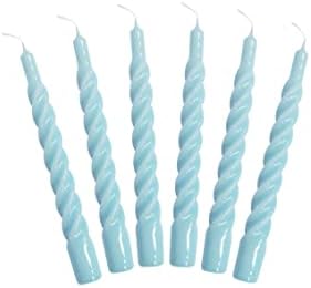 Candles with a Twist®, Made in Italy, 25 Colours Available, Dinner Candles, Twisted Candles Long Burning 5 Hours, Tapered Candles, Lacquered, Unscented Candle Gift Set, 6 pcs. 2.2 x 21cm (Dark Blue)