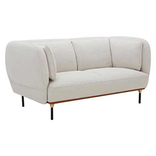 Atmosphera - Canapé 2 Personnes Isée Tissu Chiné Gris Clair, L 172 x H 80 cm, Pieds Métal Doré - pour Salon, Bureau