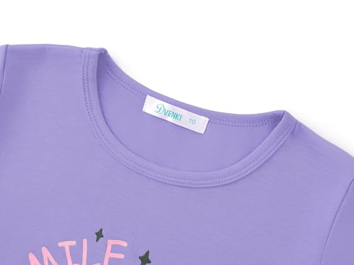 Image of Dvenki Girls Graphic Short Sleeve Crewneck T-Shirt Sizes 6-18 | breathable soft cotton blend, cute graphic prints, summer little and big girls tee, ideal casual wear for school, daily