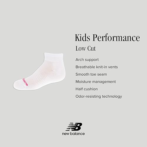 New Balance Kids Performance Cushioned Low Cut Socks 8 Pair Pack, Black, Medium4