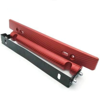 JAINFAM® License Plate Frame Holder Universal Carbon Fiber Car License Plate Frame Holder Racing Style Angle Adjustable Relocate Bracket(Red) for Hyundai Xcent