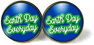 Brincos Dia da Terra Everyday Love Your Mother Love The Earth Jewelry Science Gift Climate Change is Real Earth Day Jewelry, Science Jewelry