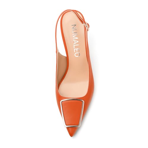 NUMALEO Slingback Heels for Women Pointed Closed Toe High Heel Stiletto Pumps Slip on Backless Metal Heeled Sandals Fashion Wedding Party Dress Shoes 3.5 Inch3