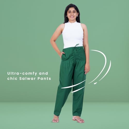 Image of Happy Bunny Salwar Pant - Modern Style Pure Cotton for Women - Ethnic Semi Patiala Trouser - Office,Home - All Day Comfort Wear with Drawstring