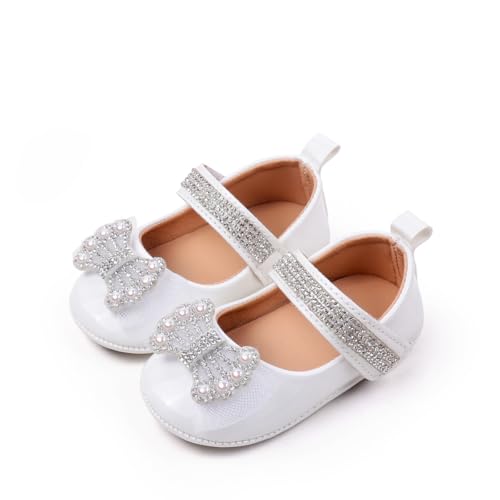 Newborn Baby Girls Infant Bowknot Soft Rubber Sole Mary Jane Moccasins Baptism Christening Crib Shoes Wedding Princess Flats