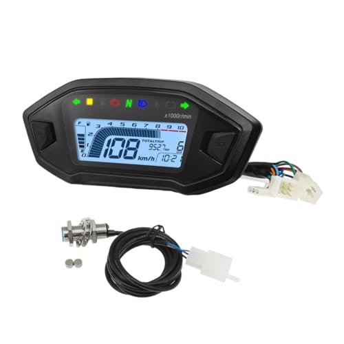 ゲージ オドメーター タコメーター ユニバーサル 10000RPM オートバイデジタルスピードメータータコメーター走行距離計モーターダッシュボード7色LEDディスプレイ計器パネル