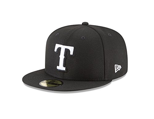 New Era 59Fifty Hat MLB Basic Texas Rangers Black/White Fitted Baseball Cap (7 3/4)