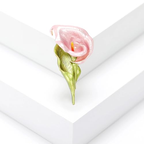 Image of Calla Lily Brooch for Women Enamel Calla Lily Lapel Pins Jewelry Gifts for Mom Wife Elegant Dress Accessories