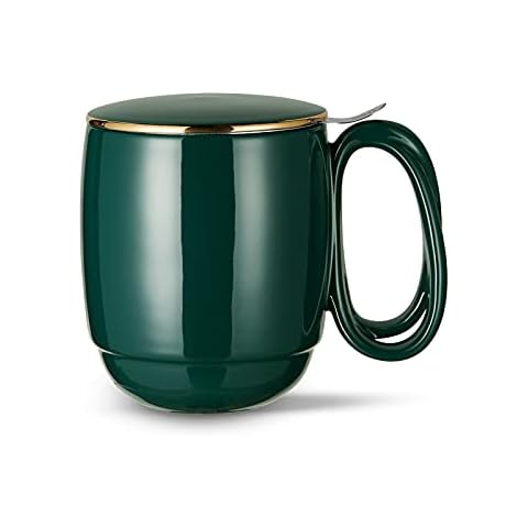 ZENS Teetasse mit Deckel und Sieb, 480ml Große Gewundene Griff Losen Teebecher Cover