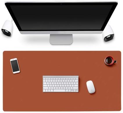 Desk Mat PU Leather Blotter Pad for Desktop on Top of Office Computer Laptop Writing Gaming Décor Accessories Table Topper Protector Under Keyboard Mousepad Pads Waterproof Brown Large XL 24 X 36 Inch