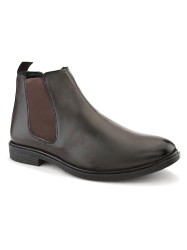 Image of STANPHORD Men's Chelsea Boot | Synthetic Leather | Slip-On | Cushioned Insole | Casual Wear | Black | Brown | 36052126