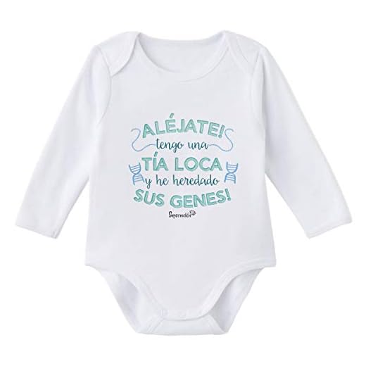 SUPERMOLON Body bebé Manga Larga Tía Loca Blanco algodón para bebé 0-3 Meses