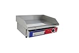 GASFRIT – Plancha Industrial electrica de cromo duro con termostato 550 X 430 X 252 mm para Cocina Profesional, Acero Inoxidable, Encendido Piezoeléctrico, Cajón Recograsas