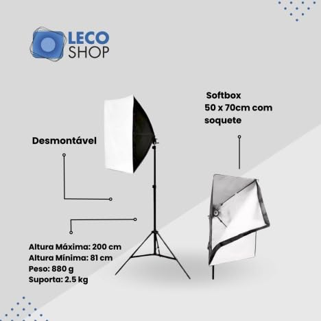 Kit SoftBox 50 X 70 Com Lampada Led 40W, Luz Continua para foto e vídeo