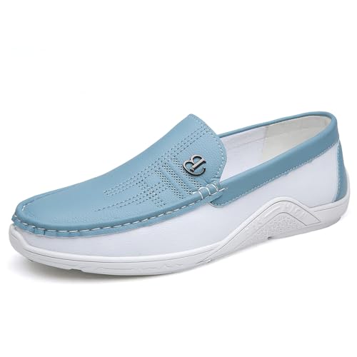 Exusiai Mens Fashion Color Block Slip-On Loafers Breathable,Ultra Comfy, Non-Slip, Durable Rubber Soles Casual Durable Walking Business Style
