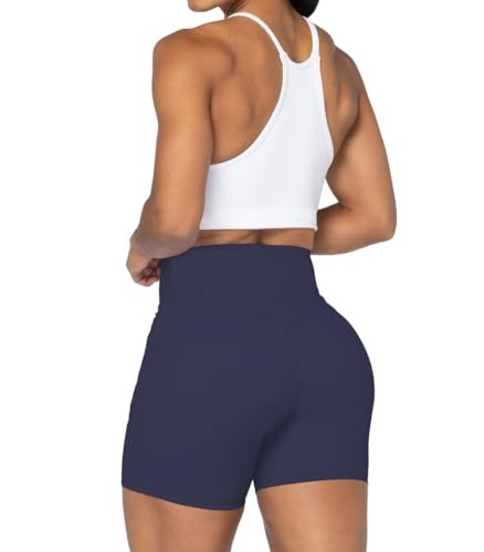 Image of Sunzel No Front Seam Biker Shorts for Women with Pockets, Yoga Workout Gym Bike Shorts with Tummy Control