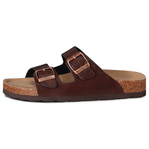 Image of Litfun Unisex Cork Footbed Sandal Summer Slip On Slide Sandals with Adjustable Buckle for Women Men