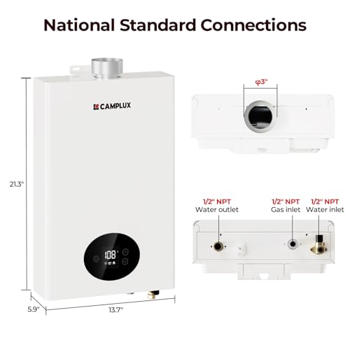 image for CAMPLUX ENJOY OUTDOOR LIFE CAMPLUX Propane Tankless Water Heater, 65,0