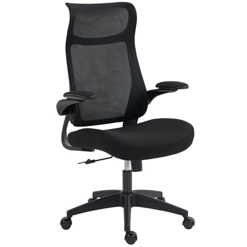 HOMCOM Chaise Bureau Ergonomique, Fauteuil de Bureau avec accoudoirs relevables 3D, Hauteur réglable, Dossier en Maille, Soutien Lombaire, Appui-tête,...