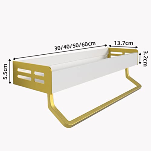 Estante De Baño Sin Perforación Caddy De Ducha Estante De Ducha Blanco Adhesivo con Gancho Espacio De Aluminio Montado En La Pared para Inodoro De Cocina, Nivel B1 50 Cm