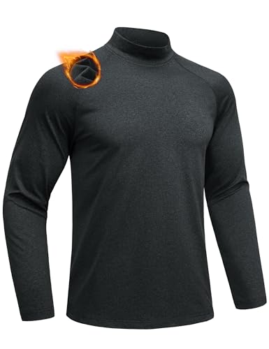 MAGCOMSEN Men's Thermal Shirts Long Sleeve Fleece Lined Base Layer Undershirts Athletic Warm Winter Workout Top