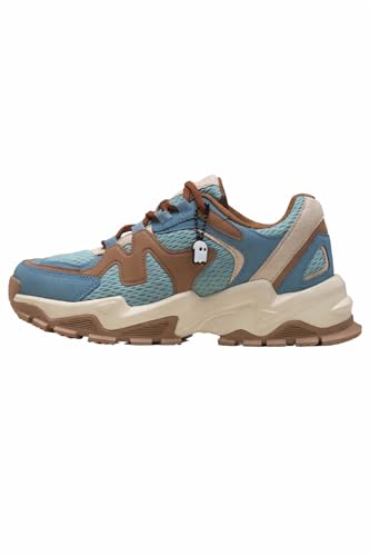 Image of The Souled Store Fumes NX: Sage Men and Boys Low Top Sneakers Green and Off White Streetwear Chunky Trainer Breathable Mesh Cushioned Midsole Durable Sole Lace Up Lightweight Padded Collar