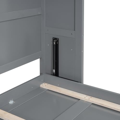 Queen Size Murphy Bed with Storage Cabinets, Foldable Space-Saving Cabinet Bed Wall Bed, Murphy Bed Cabinet for Bedroom, Guest Room, Home Office, Grey