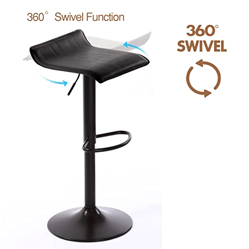 Ergomore Bar Stools Set Of 2 Pu Leather With Footrest Height Adjustable 360 Degree Swivel Modern Armless Kitchen Counter Bar Stool (Modern-2, Black) #TOP3